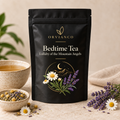 Orvianco Bedtime Tea in black pouch with calming herbal infusion