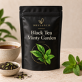 Orvianco Black Tea Minty Garden in black pouch with mint leaves