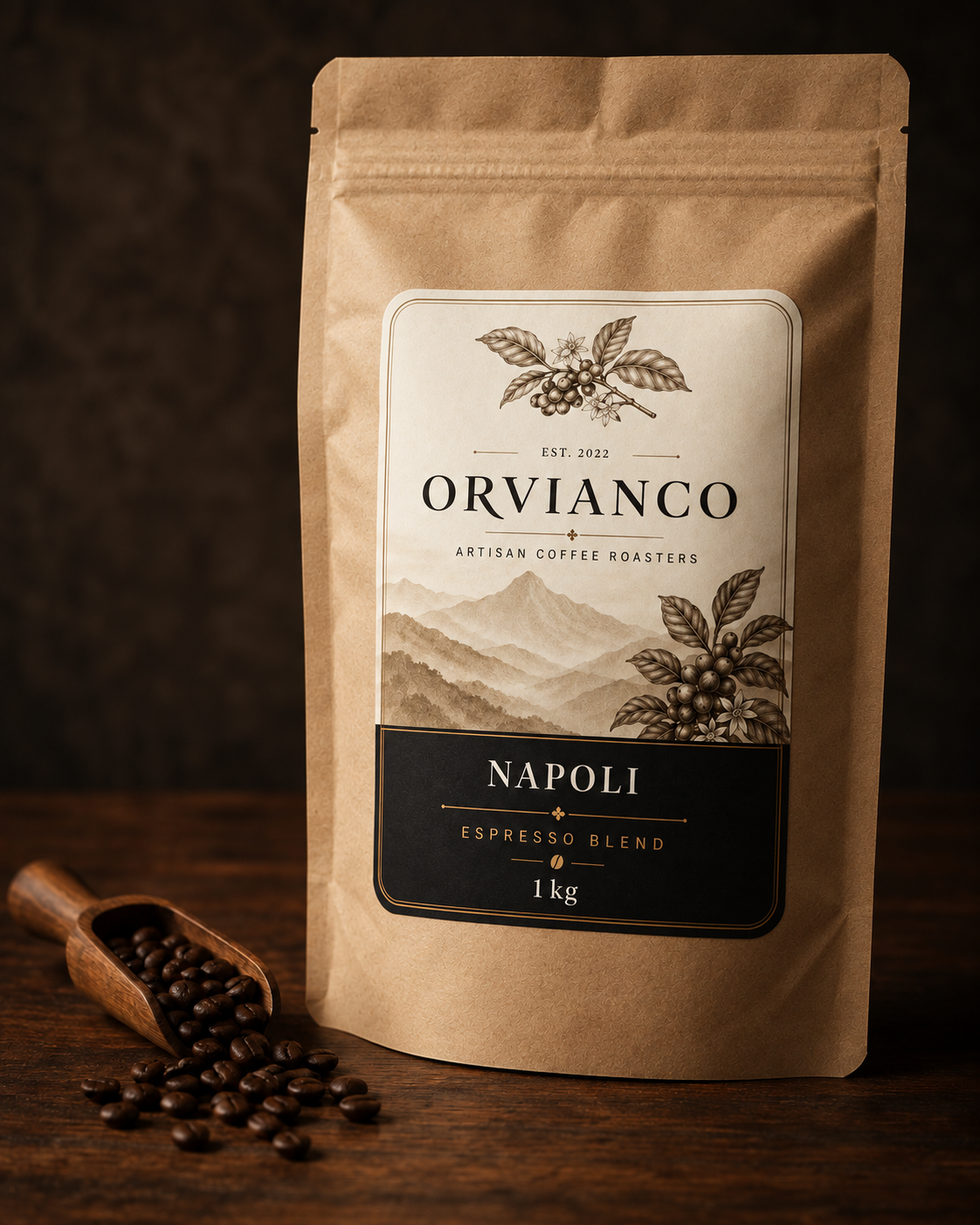 Orvianco NAPOLI espresso blend whole bean coffee – 1 kg bag